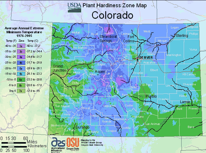 USDA Hardiness Zone Map for Colorado