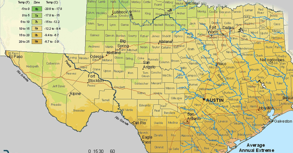 texas hardiness zone map